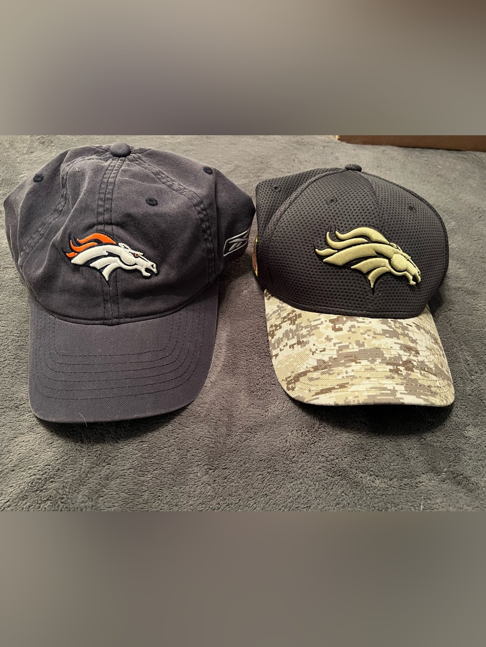 Denver Broncos Embroidered Logo Caps - Navy & Black Camo Brim